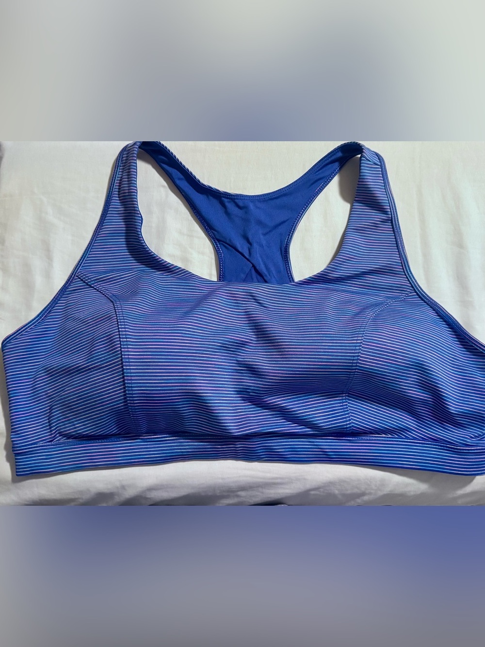 Blue Striped Racerback Sports Bra - Women Intimates & Sleepwear, Size 2X